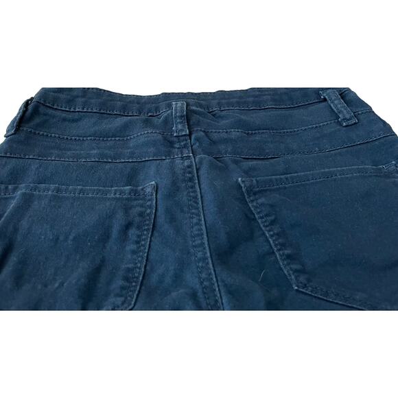 NO BO MID-RISE SHORTS JUNIORS, 1, NAVY BLUE, BACK POCKETS, BUTTONS & ZIP CLOSURE - Picture 4 of 11